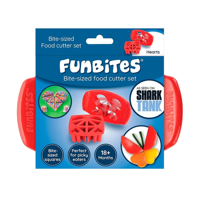 FUNBITES Sandwich Cutter for Kids Lunch, Mini Cookie Cutters, Bento Box Accessories, Cuts Food into Bite-Size Shapes for Toddler Lunch, Great for picky eaters - Red Hearts 1pk - Image 1